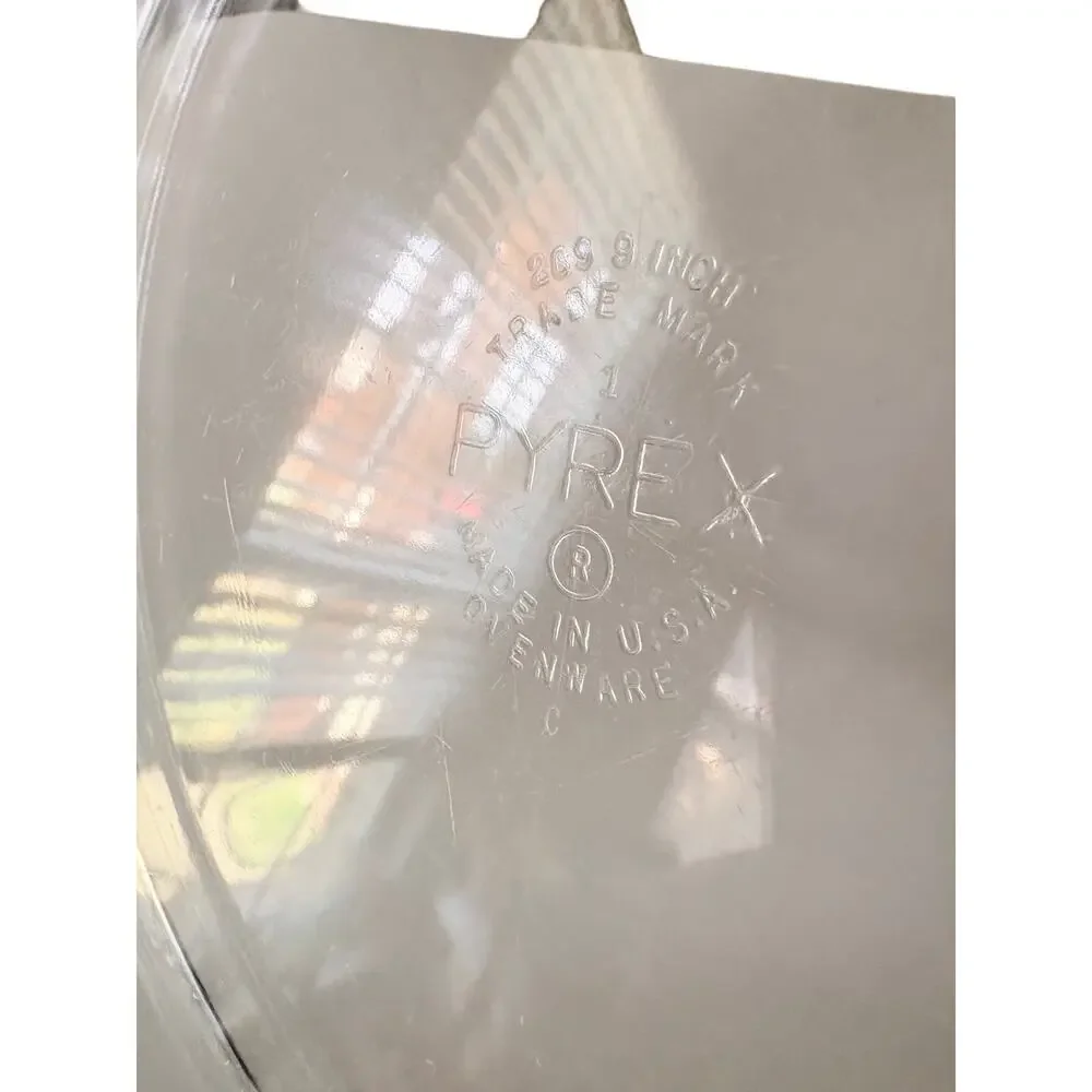 Vintage PYREX 209 Clear Glass 9” Pie Plate Baking Dish Made in USA